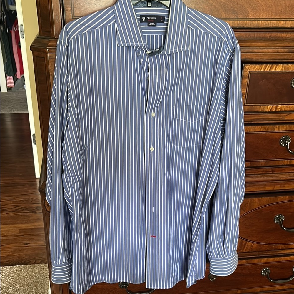 Cremieux Blue and White Striped Dress Shirt